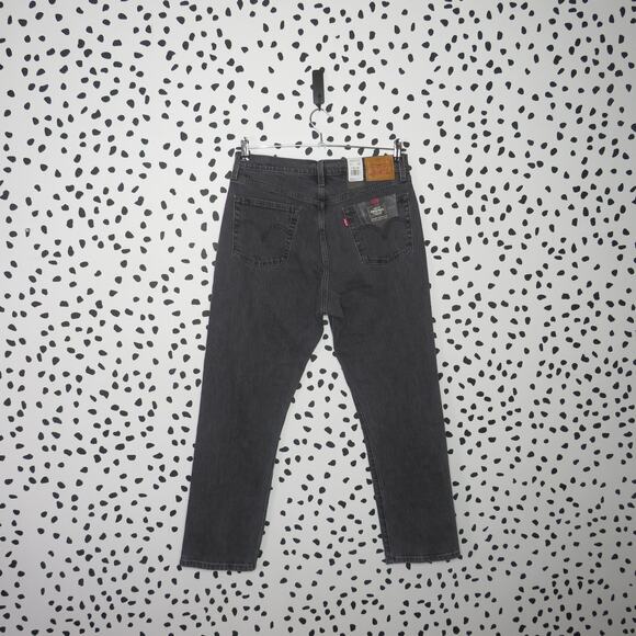 Levi’s Premium Gray Studded Denim High Rise 501 Straight Leg Cropped Jeans - Picture 6 of 14